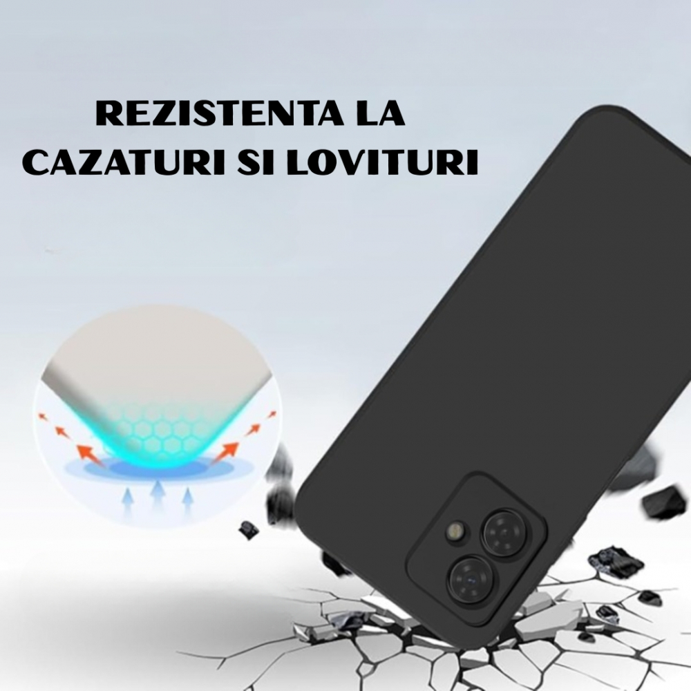 Husa pentru Motorola Moto G54 din sIlicon catifelat cu interior din microfibra si protectie la camere - Negru [2]