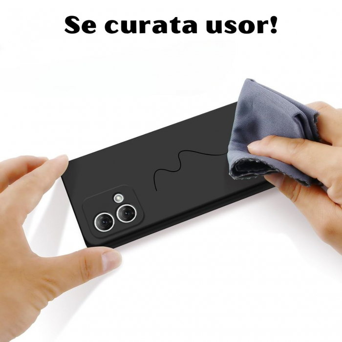 Husa pentru Motorola Moto G84 din sIlicon catifelat cu interior din microfibra si protectie la camere - Negru [5]