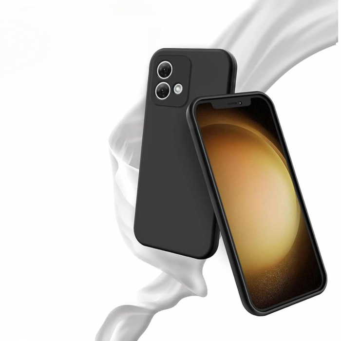 Husa pentru Motorola Moto G84 din sIlicon catifelat cu interior din microfibra si protectie la camere - Negru [6]