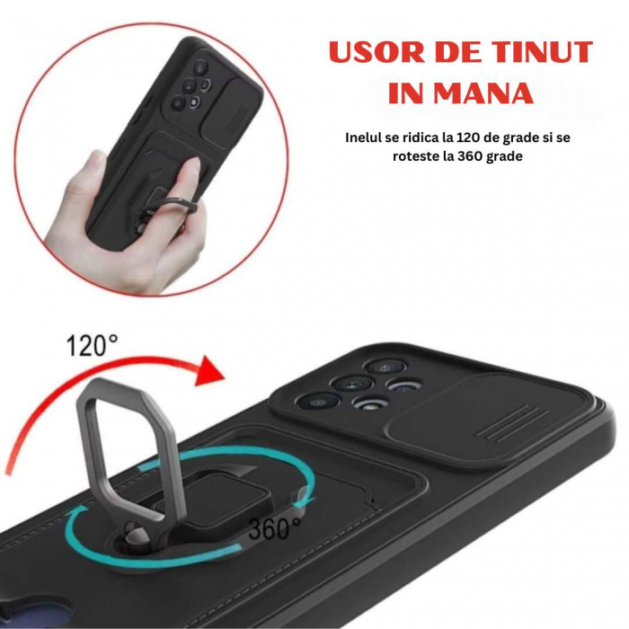 Husa Samsung A12 cu Protecție Camere, Șnur, Inel și Slot Card [3]
