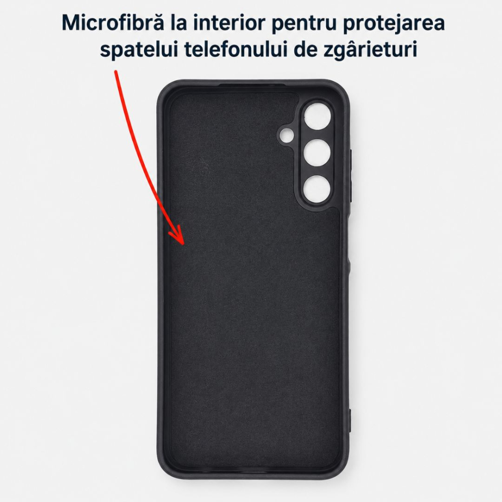 Husa pentru Samsung Galaxy A15 din silicon, cu inel de prindere, protectie la camere si interior cu microfibra - Negru [4]