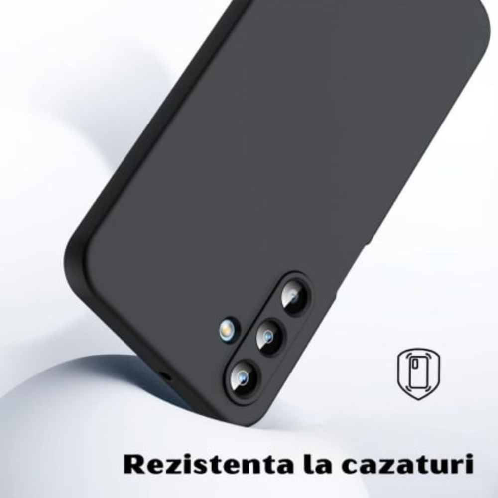 Husa pentru Samsung Galaxy A17 din sIlicon catifelat cu interior din microfibra si protectie la camere - Negru [2]
