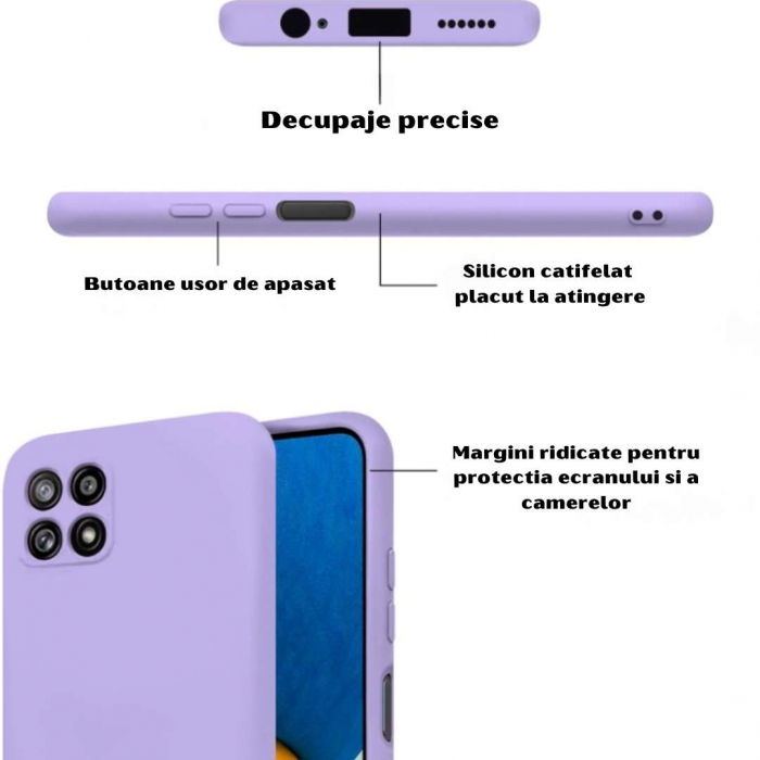 Husa Silicon Catifelat Samsung Galaxy A22 5G cu Protecție Cameră [3]