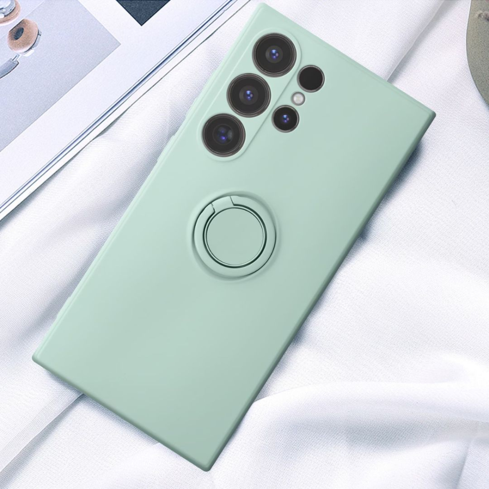 Husa pentru Samsung Galaxy S24 Ultra din silicon, cu inel de prindere, protectie la camere si interior cu microfibra - Verde [7]