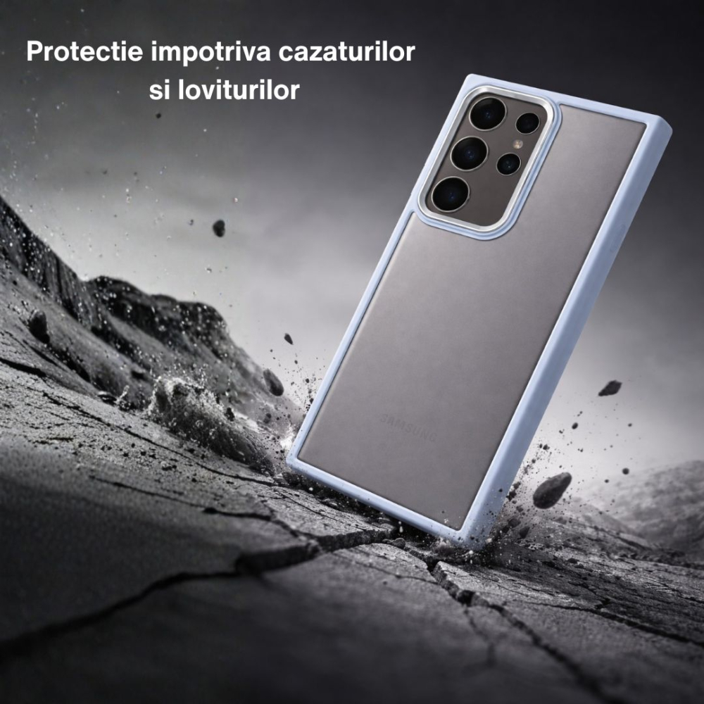Husa pentru Samsung Galaxy S24 Ultra, Satin Matt, Rezistenta la socuri - Albastru [2]