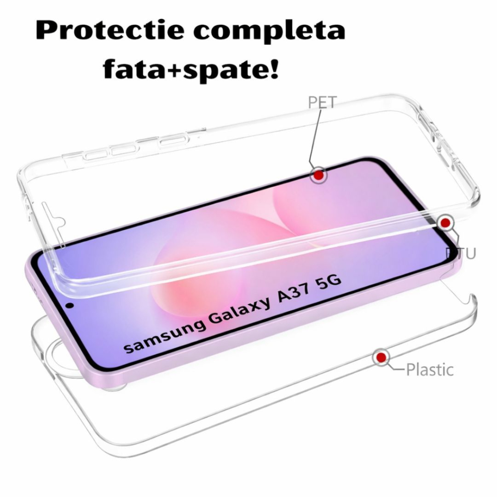 Husa Protectie 360° (Fata+Spate) compatibila Samsung Galaxy A37 5G, Transparanta, Protectie Completa [2]