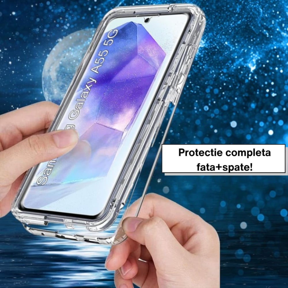 Husa Protectie 360° (Fata+Spate) compatibila Samsung Galaxy A55 5G, Transparanta, Protectie Completa [4]