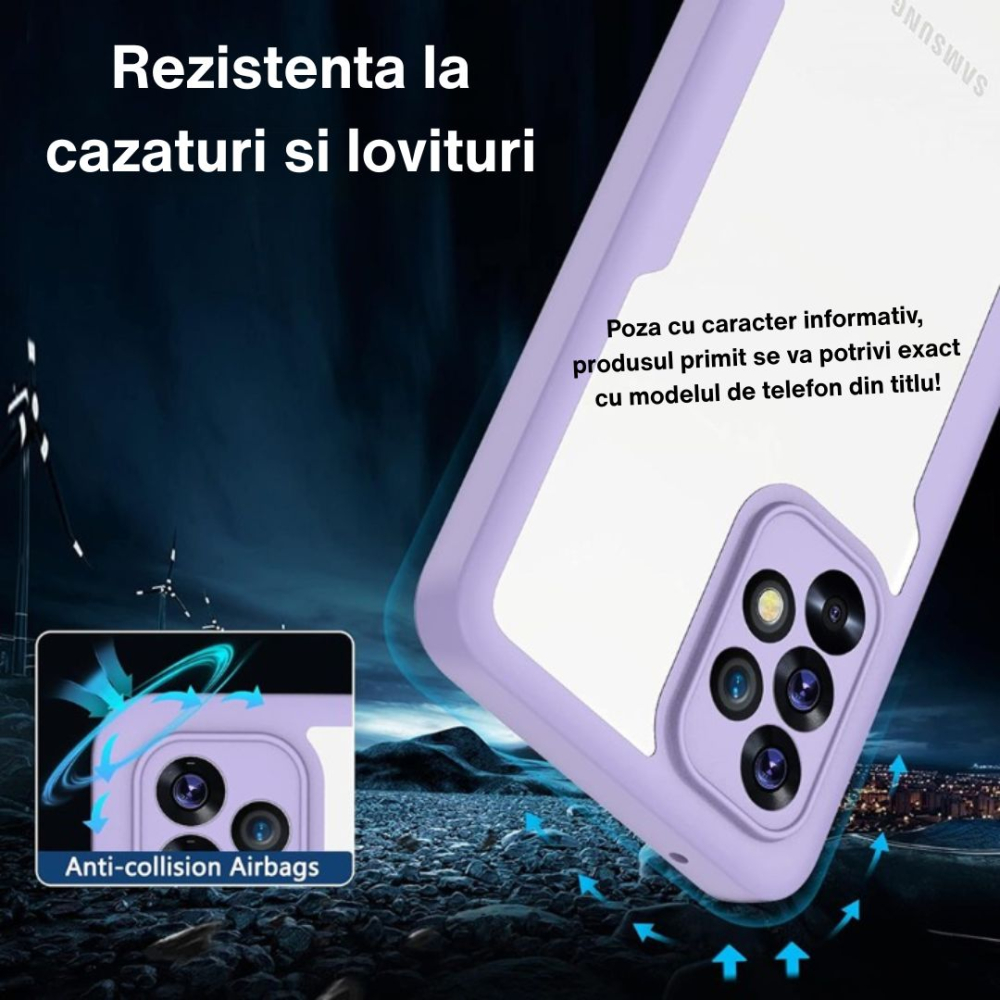 Husa Protectie 360° (Fata + Spate) pentru Honor Magic8 Lite, Transparenta cu Margini Negre – Protectie Completa [2]