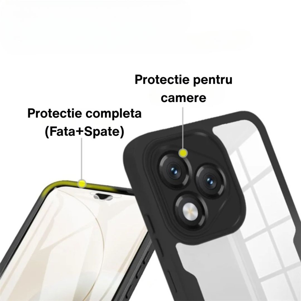 Husa Protectie 360° (Fata + Spate) pentru Honor X5c Plus, Transparenta cu Margini Negre – Protectie Completa [3]