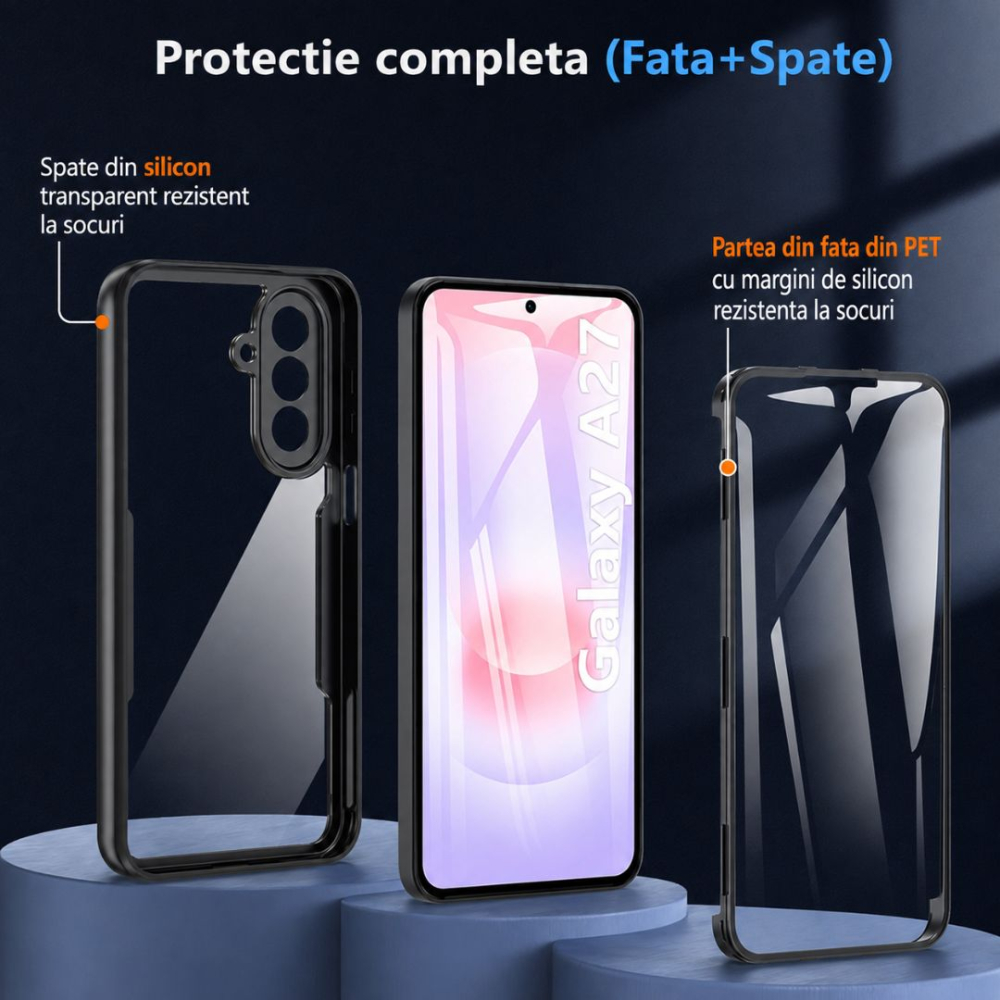 Husa protectie 360 pentru Samsung Galaxy A27 5G transparenta cu margini negre [3]