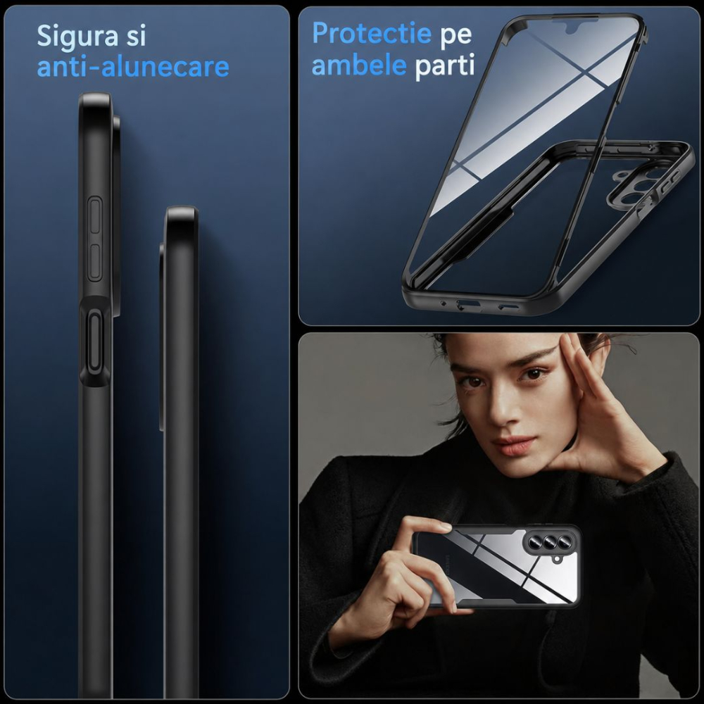 Husa protectie 360 pentru Samsung Galaxy A27 5G transparenta cu margini negre [6]
