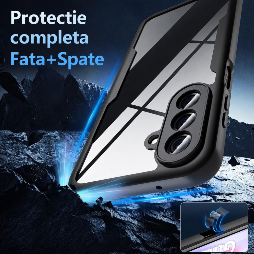 Husa protectie 360 pentru Samsung Galaxy A27 5G transparenta cu margini negre [5]