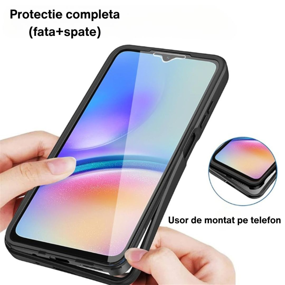 Husa Protectie 360° (Fata + Spate) pentru Samsung Galaxy A36 5G, Transparenta cu Margini Negre – Protectie Completa [4]