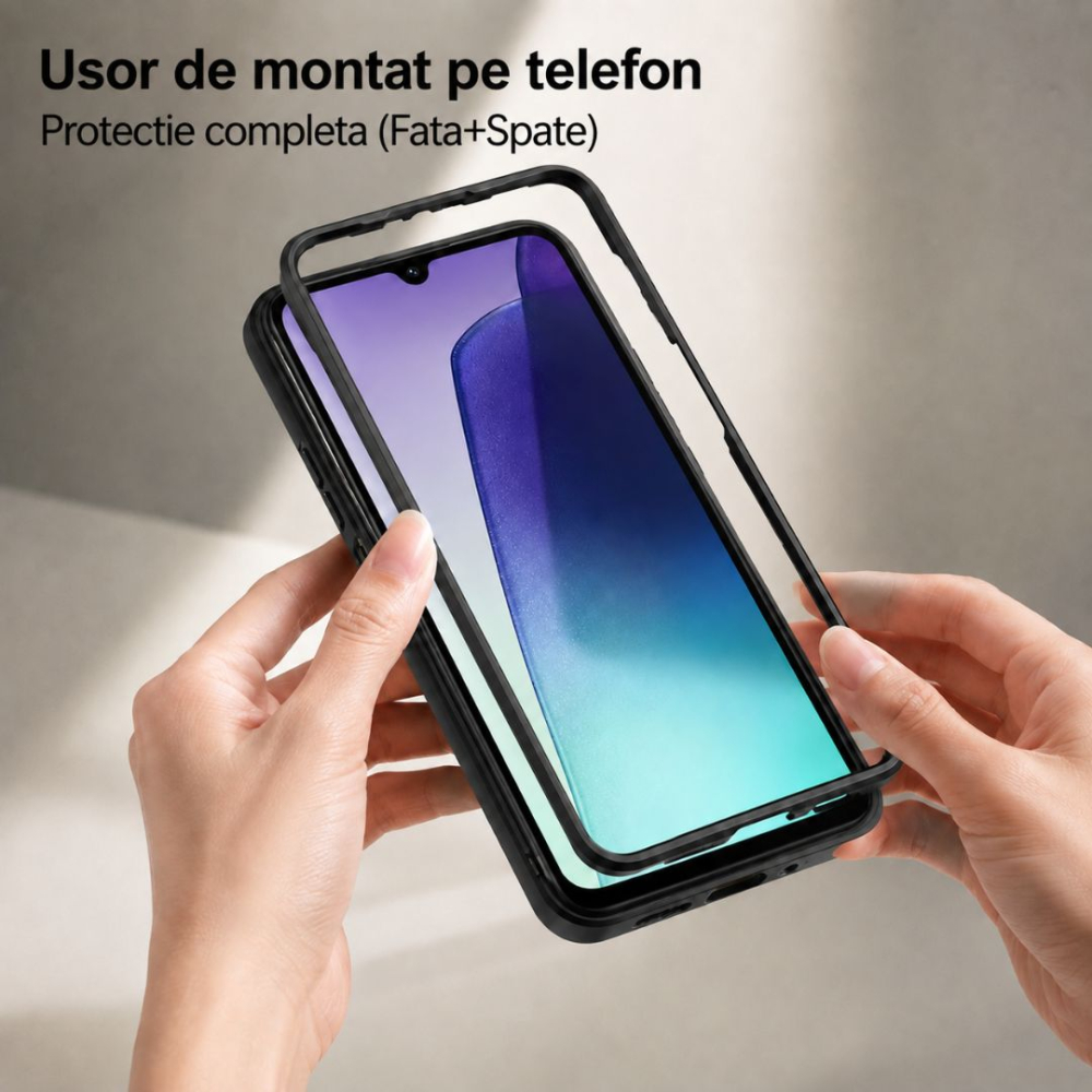 Husa protectie 360 pentru Xiaomi Redmi 14C transparenta cu margini negre [5]