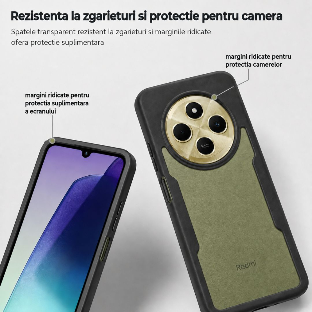 Husa protectie 360 pentru Xiaomi Redmi 14C transparenta cu margini negre [4]