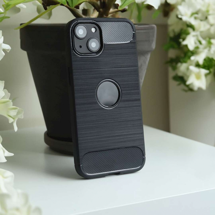 Husa iPhone 11 cu Aspect Carbon și Decupaj Logo [4]