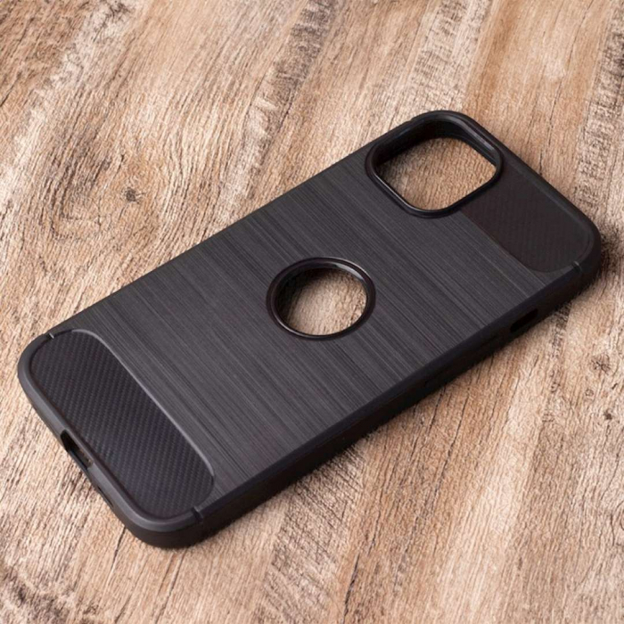 Husa iPhone 11 cu Aspect Carbon și Decupaj Logo [8]