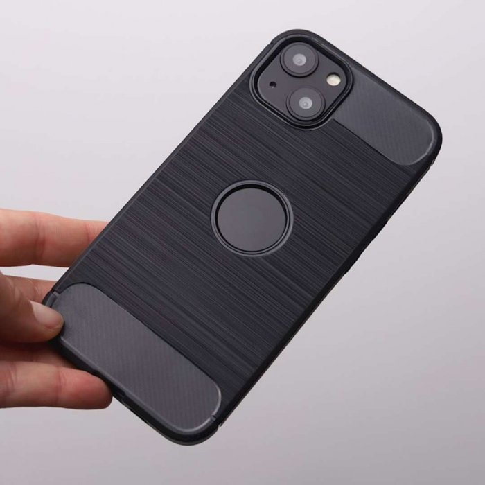 Husa iPhone 11 cu Aspect Carbon și Decupaj Logo [3]