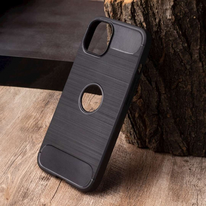 Husa iPhone 11 cu Aspect Carbon și Decupaj Logo [7]