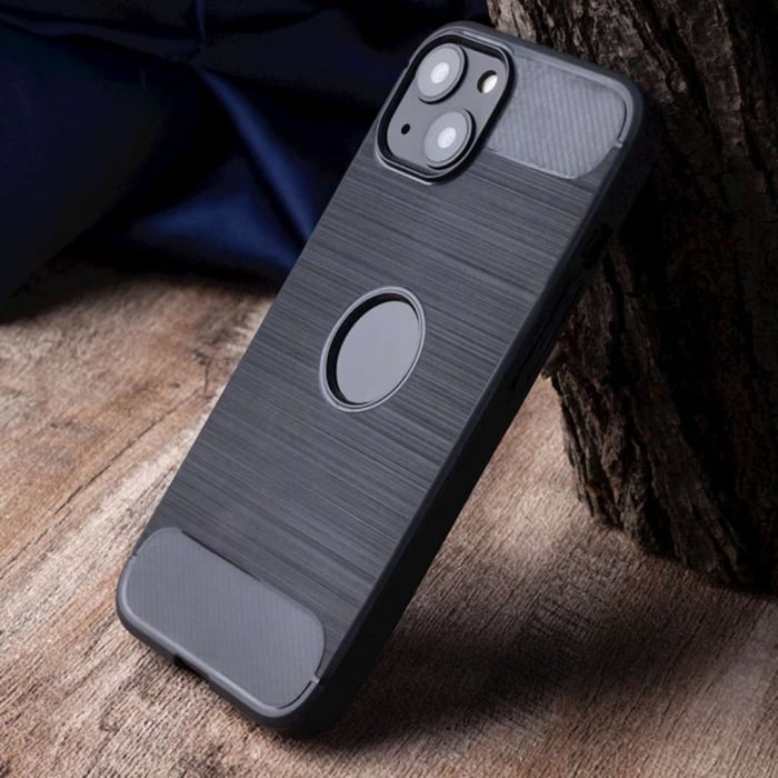 Husa iPhone 11 cu Aspect Carbon și Decupaj Logo [6]