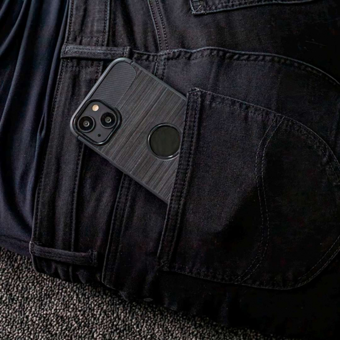 Husa iPhone 11 cu Aspect Carbon și Decupaj Logo [10]
