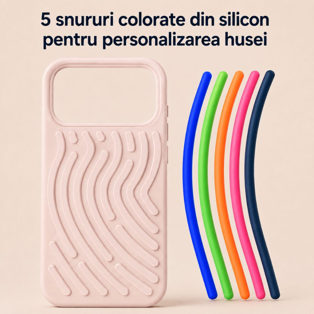 Husa silicon pentru iPhone 17 Pro Max cu snururi colorate si interior din microfibra [3]