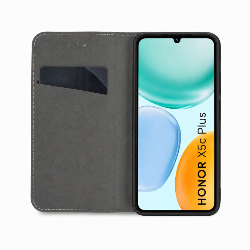 Husa tip carte pentru Honor X5c Plus cu inchidere magnetica, Rezistenta la socuri, Functie de suport, Protectie completa (fata+spate) Smart - Negru [3]