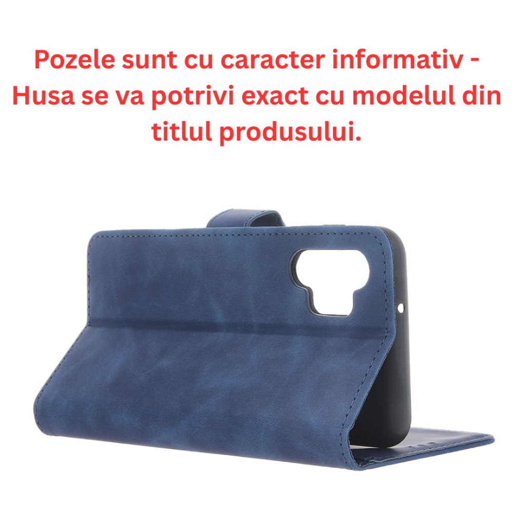 Husa tip carte pentru Motorola Moto E13 Smart Velvet cu suport si buzunare pentru carduri - Piele Ecologica Mata [2]