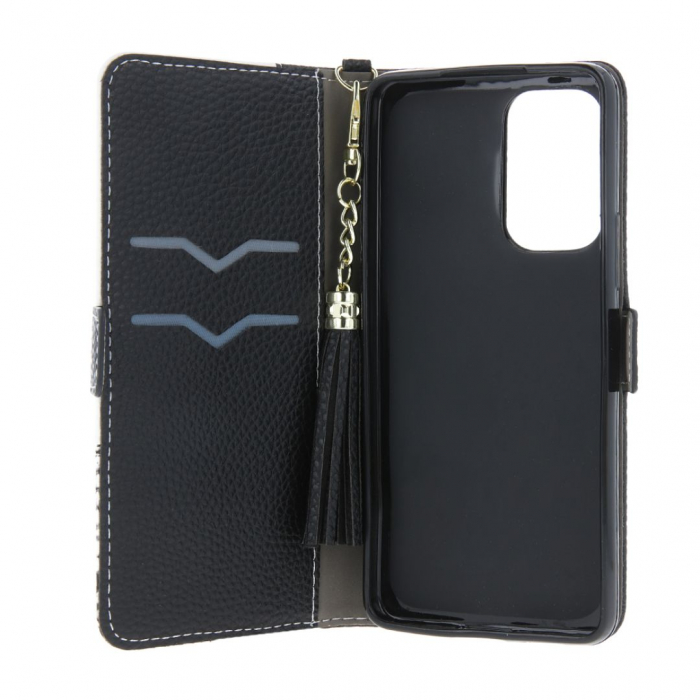 Husa tip carte pentru Oppo A17 cu inchidere magnetica Charms - Negru [3]