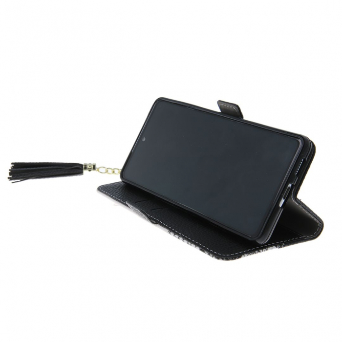 Husa tip carte pentru Oppo A17 cu inchidere magnetica Charms - Negru [4]