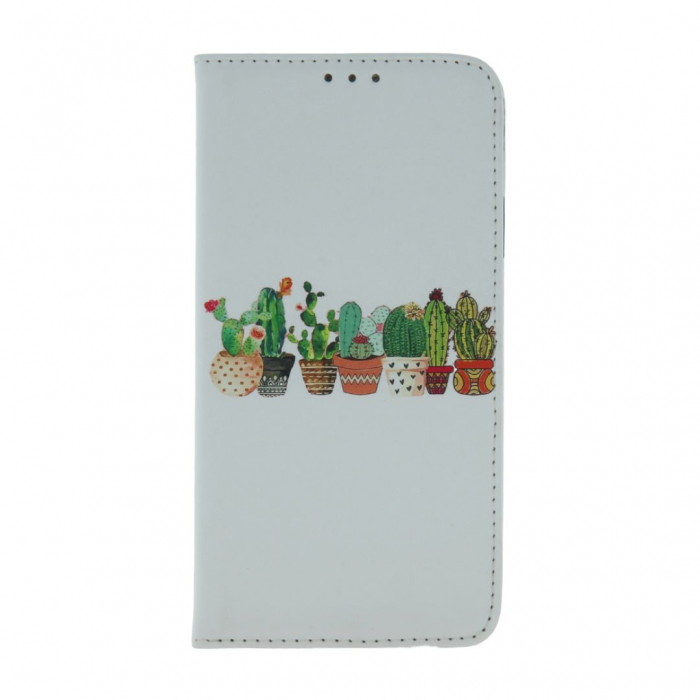 Husa tip carte pentru Samsung Galaxy A04S Smart Trendy Cactus - Alb [2]