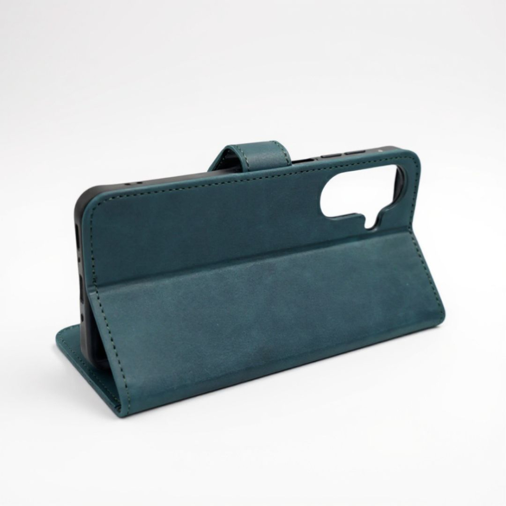 Husa tip carte pentru Samsung Galaxy A17 cu suport si buzunare pentru carduri - Piele Ecologica Mata - Verde inchis [3]