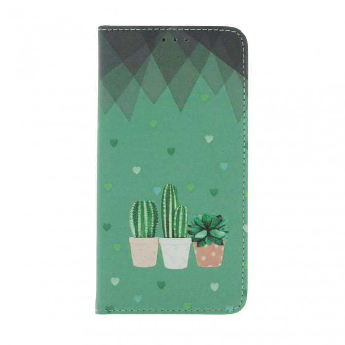 Husa tip carte pentru Samsung Galaxy A22 5G Smart Trendy Cactus - Verde [2]