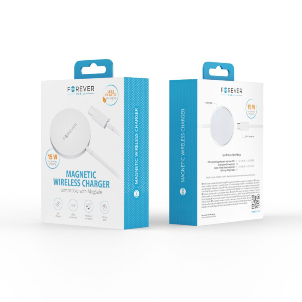 Incarcator Wireless Forever 15W - Incarcare Rapida - Compatibil Huse MagSafe - Gri [8]