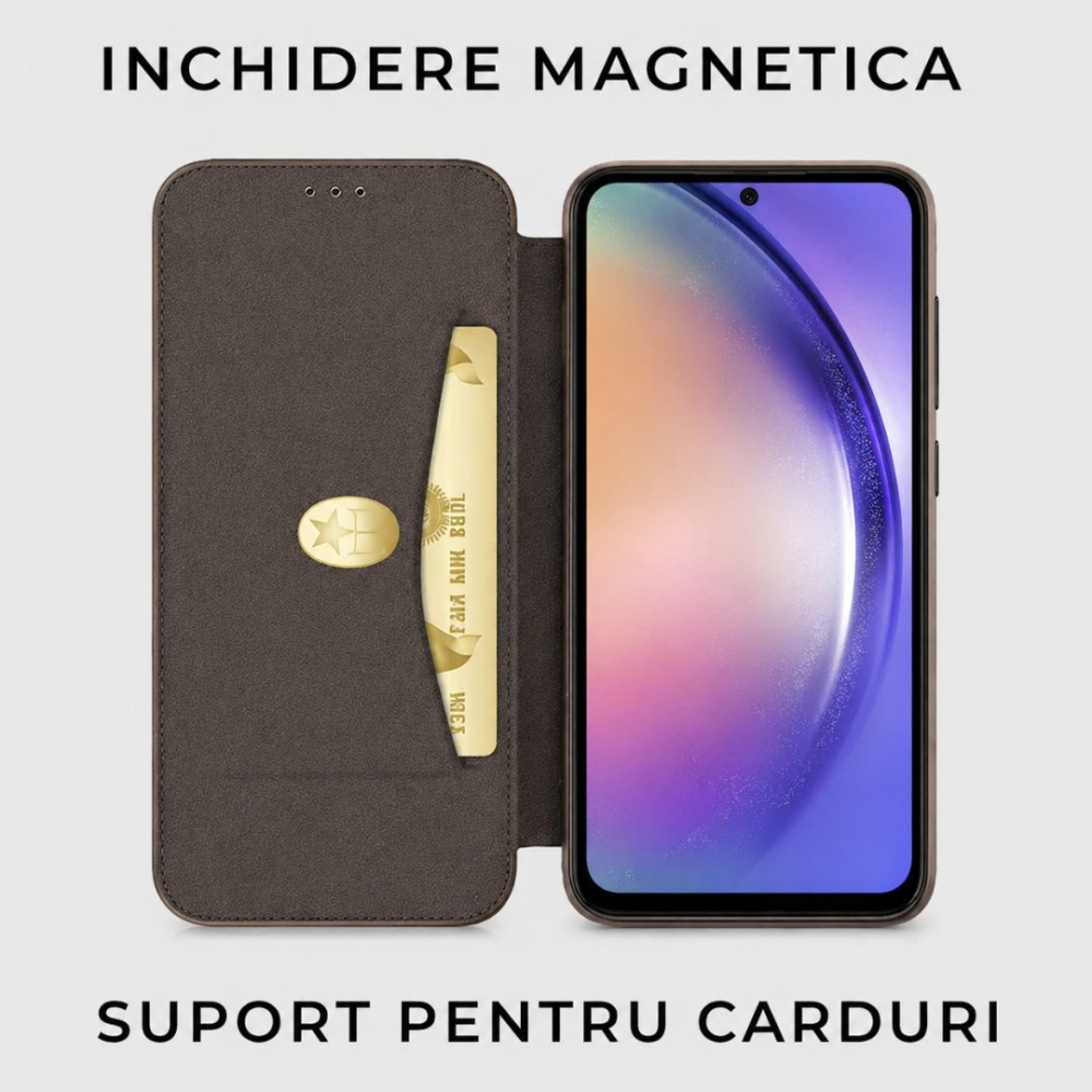 Pachet protectie completa pentru Samsung A54 - Husa Tip Carte + Folie protectie sticla - Visiniu [6]