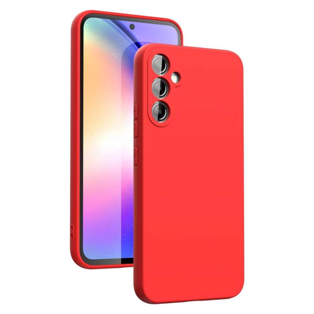 Pachet protectie completa pentru Samsung Galaxy A54 5G - Husa silicon + Folie protectie sticla - Rosu [2]