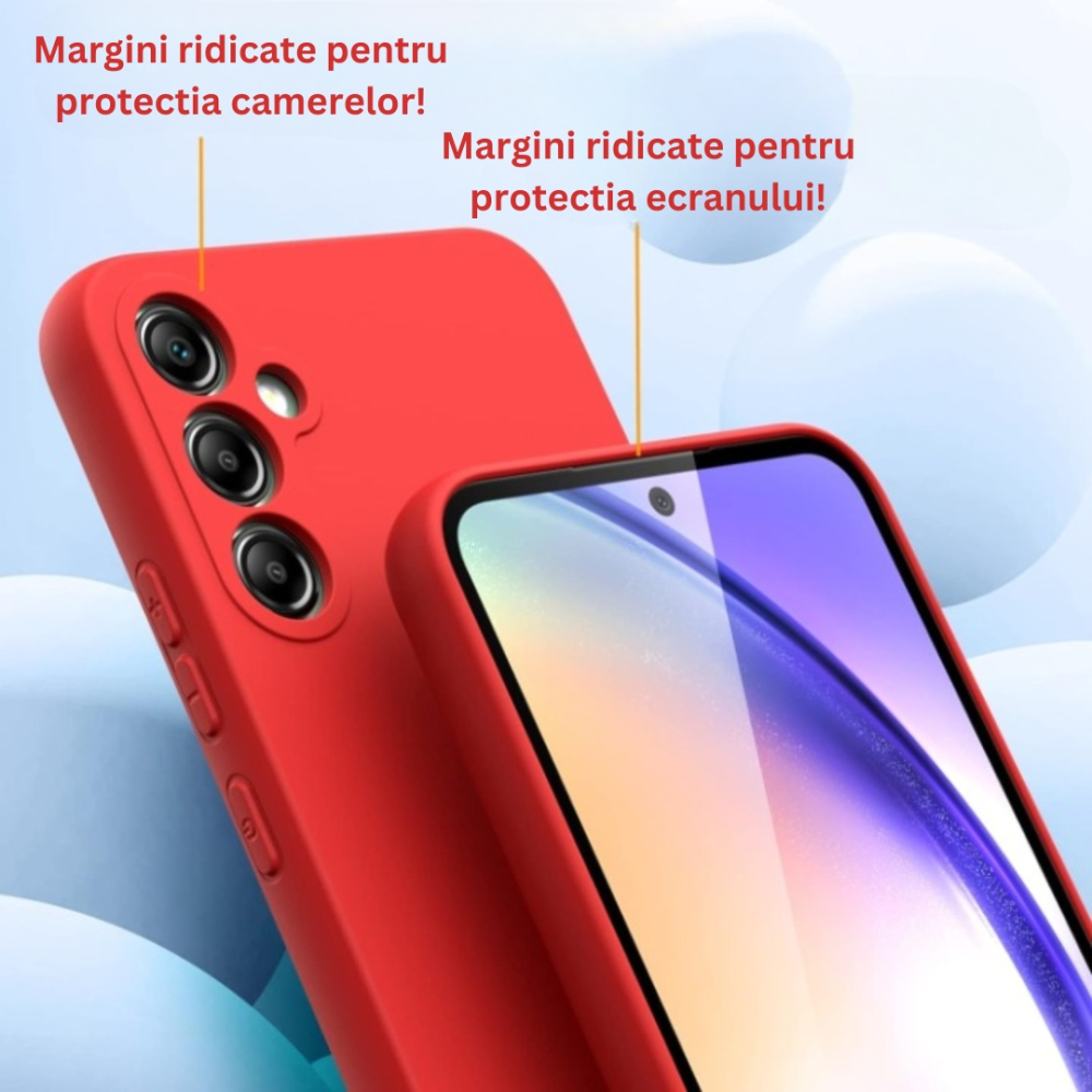 Pachet protectie completa pentru Samsung Galaxy A54 5G - Husa silicon + Folie protectie sticla - Rosu [4]