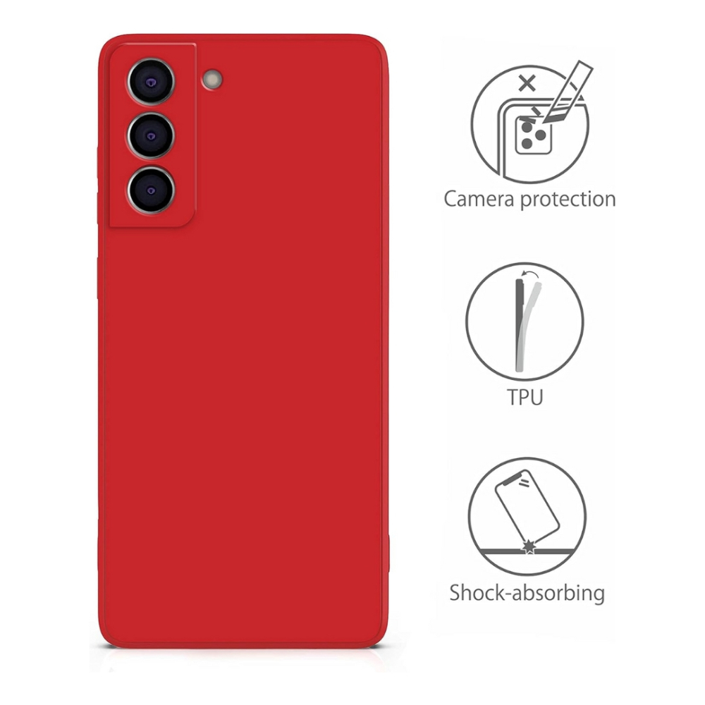 Pachet protectie completa pentru Samsung Galaxy S22 - Husa silicon + Folie protectie sticla - Rosu [6]