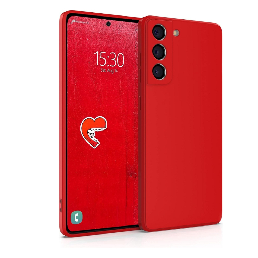 Pachet protectie completa pentru Samsung Galaxy S22 - Husa silicon + Folie protectie sticla - Rosu [2]