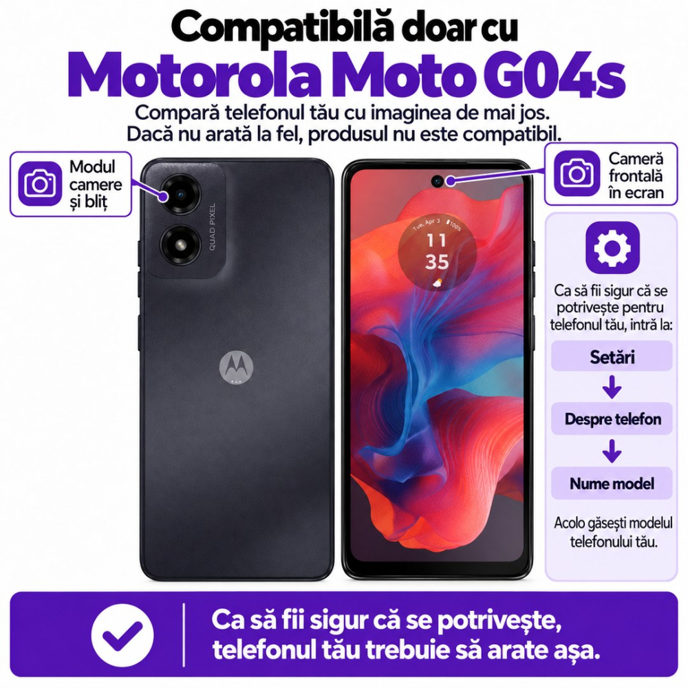 Set 2 Folii de Sticla Privacy pentru Motorola Moto G04S - Full Glue - Kit Montare Inclus [2]