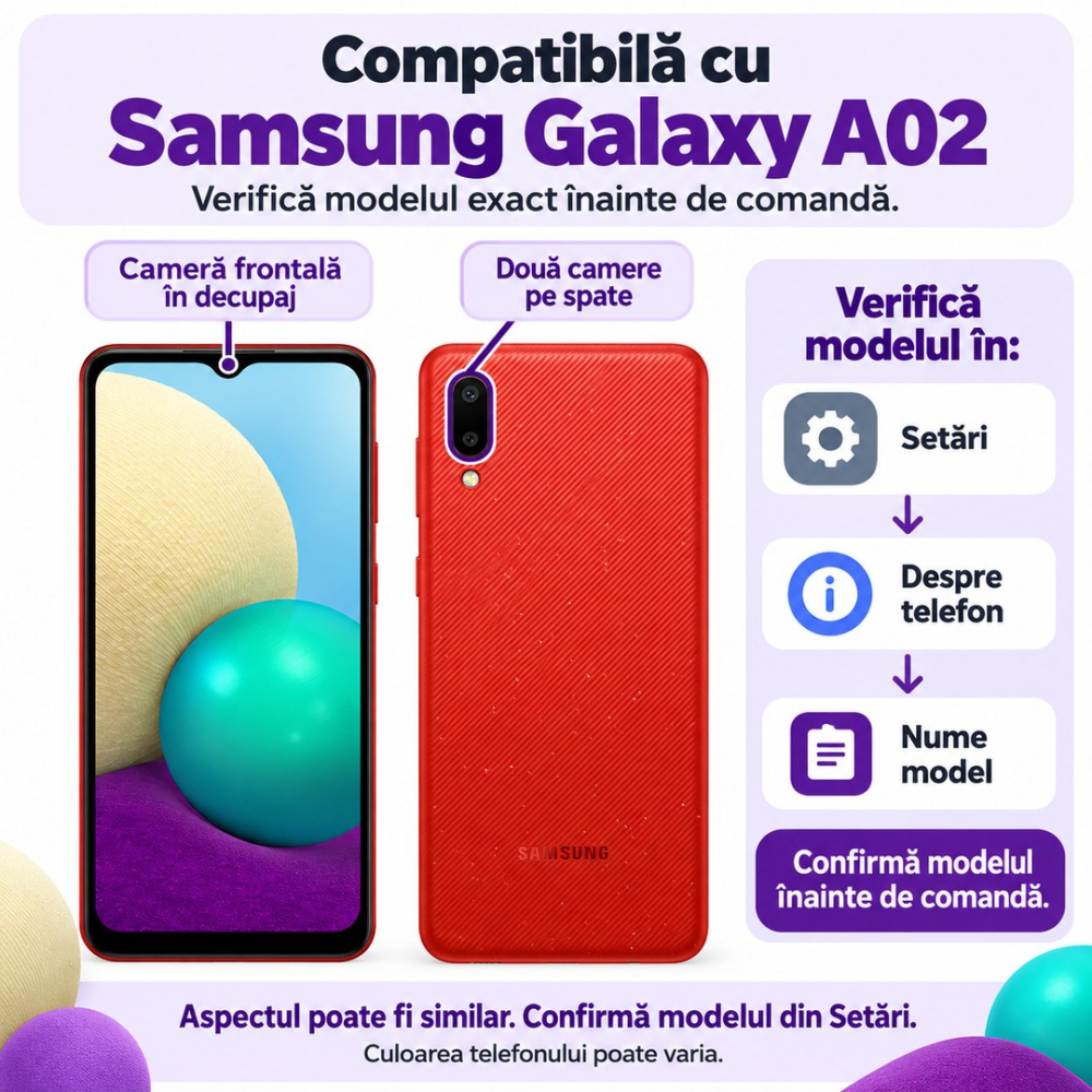 Set 2 Folii de Sticla Privacy pentru Samsung Galaxy A02 - Full Glue - Kit Montare Inclus - ZetGSM [2]