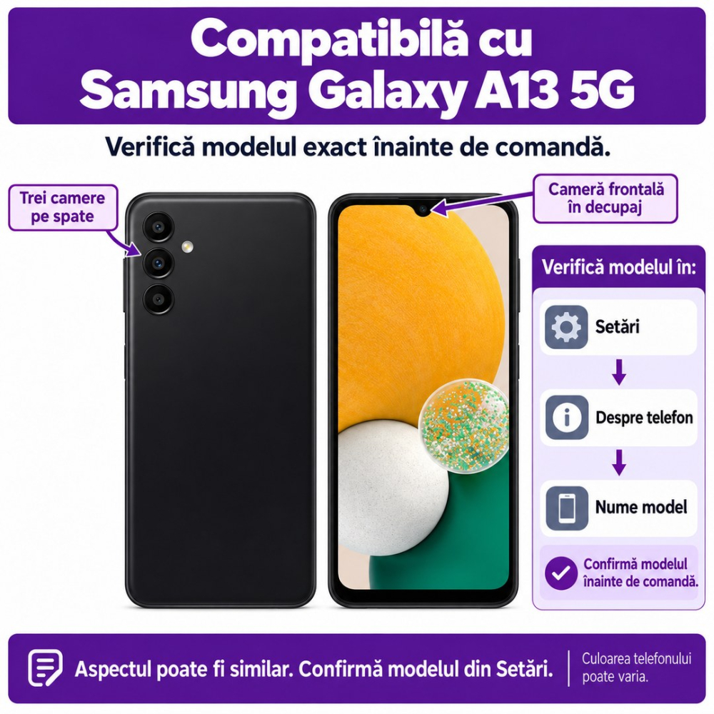Set 2 Folii de Sticla Privacy pentru Samsung Galaxy A13 5G - Full Glue - Kit Montare Inclus [2]