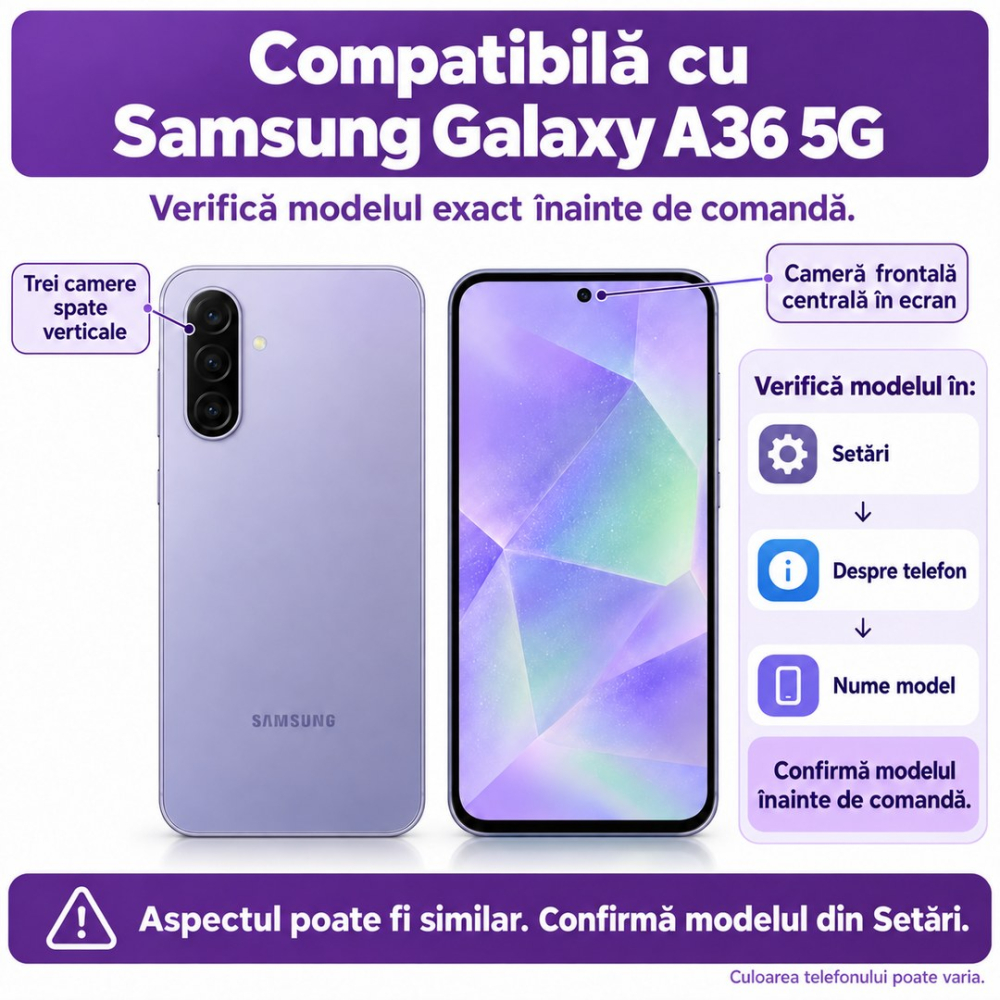 Set 2 Folii de Sticla Privacy pentru Samsung Galaxy A36 5G - Full Glue - Kit Montare Inclus - ZetGSM [2]