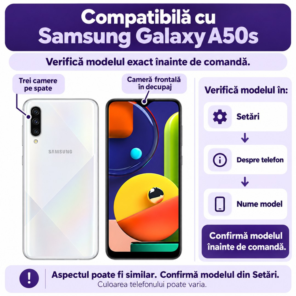 Set 2 Folii de Sticla Privacy pentru Samsung Galaxy A50s - Full Glue - Kit Montare Inclus - ZetGSM [2]