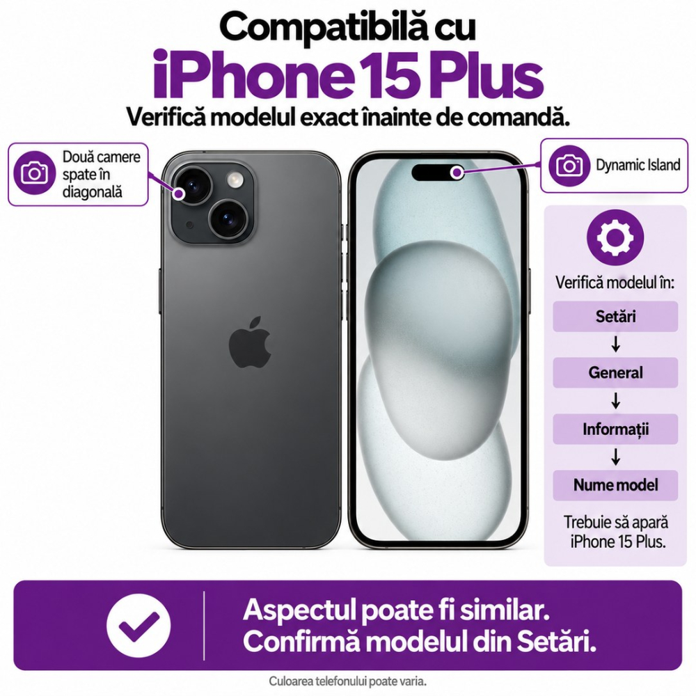 Set 2 Folii de Sticla Securizata Privacy pentru iPhone 15 Plus cu Kit Montare Inclus - Adeziv pe toata suprafata - ZetGSM [2]