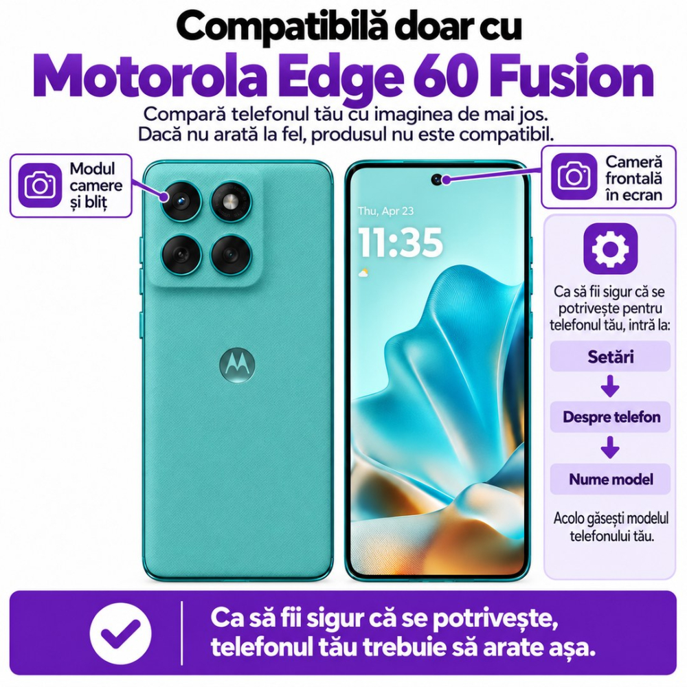 Set 2 Folii de Sticla Transparente Curbate pentru Motorola Edge 60 Fusion - Full Glue - Kit Montare Inclus [2]