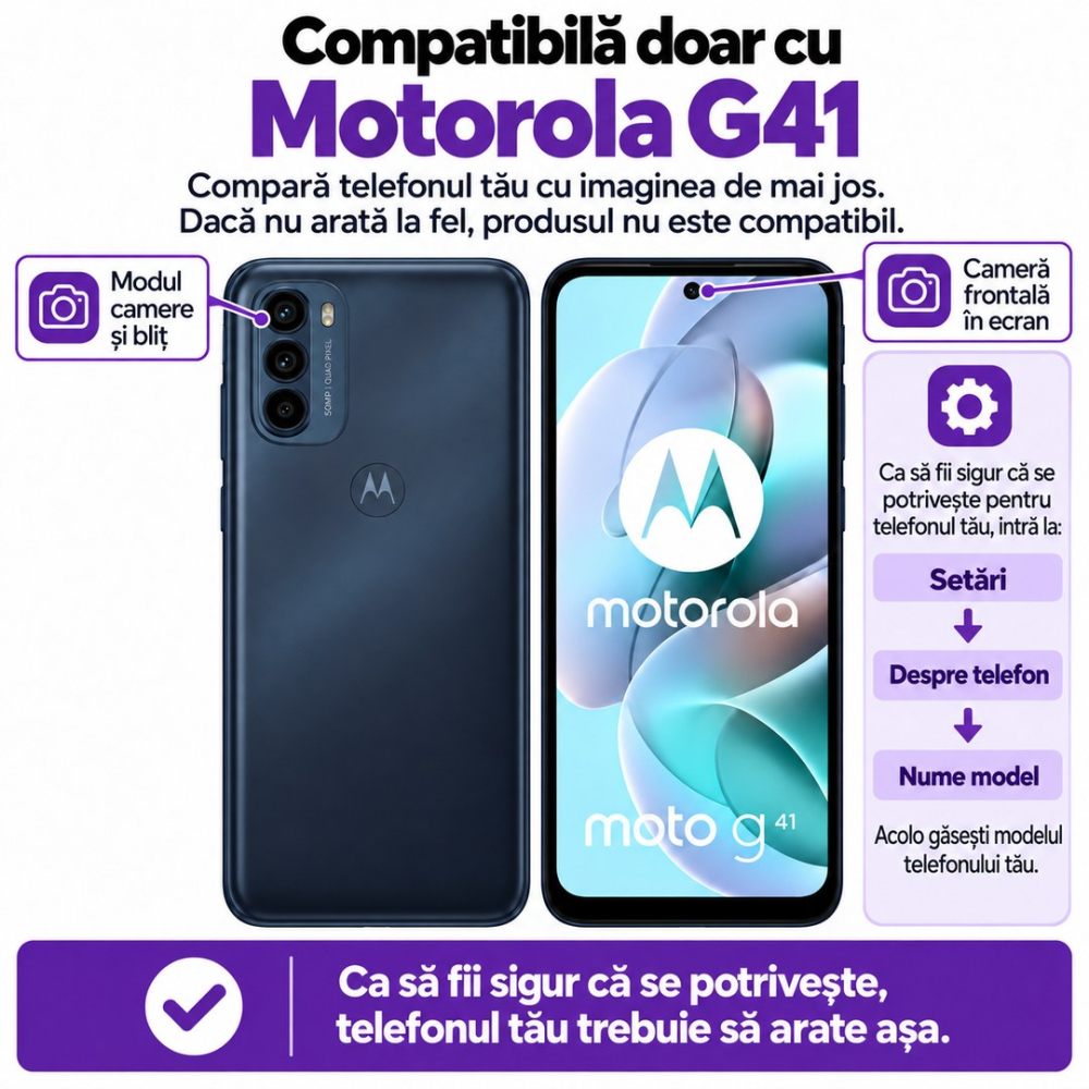 Set 2 Folii de Sticla Transparente pentru Motorola G41 - Full Glue - Kit Montare Inclus [2]