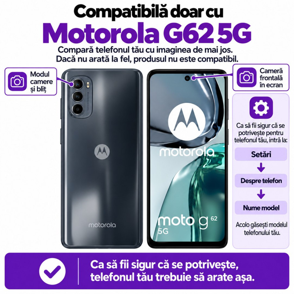 Set 2 Folii de Sticla Transparente pentru Motorola G62 5G - Full Glue - Kit Montare Inclus [2]