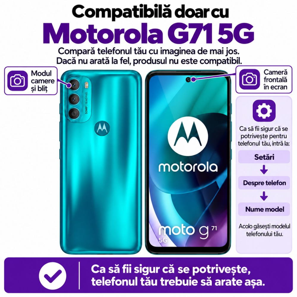 Set 2 Folii de Sticla Transparente pentru Motorola G71 5G - Full Glue - Kit Montare Inclus [2]
