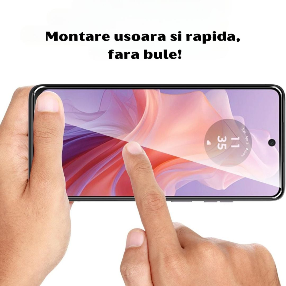 Set 2 Folii de Sticla Transparente pentru Motorola Moto E14 - Full Glue - Kit Montare Inclus [5]
